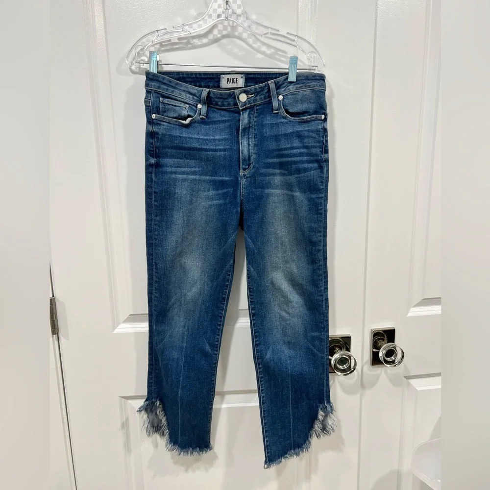 PAIGE: Hoxton Straight Ankle denim Norfolk Jeans cropped asymmetrical women’s 30 - Picture 6 of 11